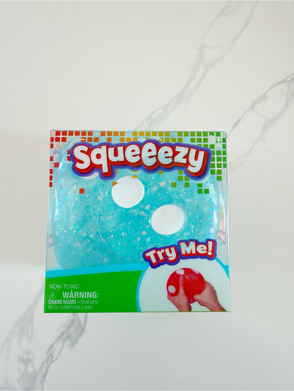 NEW Squeeezy Dice Sensory Fidget Toy 🎲 Squishy Stretchy Blue Poke Ball SEALED